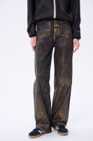 Jeansy Damskie 3D 1266-1 Czarny / Złoty