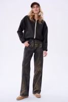 Jeansy Damskie 3D 1266-1 Czarny / Złoty
