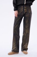 Jeansy Damskie 3D 1266-1 Czarny / Złoty