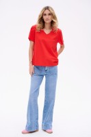 T-shirt Damski Mango Plus Size Czerwony