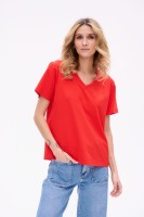 T-shirt Damski Mango Plus Size Czerwony