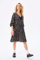 Sukienka Monka Plus Size Czarny / Grochy Beż