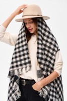 Ponczo Damskie AW24 #1 2 Krata Camel