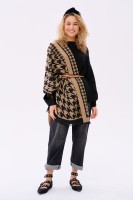 Szal Damski AW24 #2 BS Pepitka Czarny / C. Beż