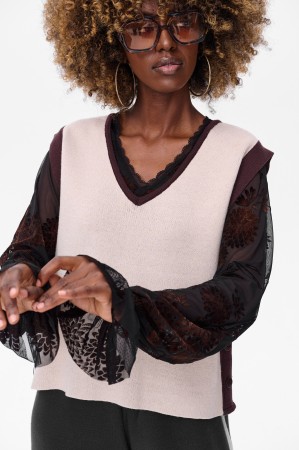 Kamizelka Damska Crazy Light Beige / Dark Chocolate