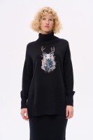 Sweter Damski Lyly Czarny / Jeleń