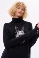Sweter Damski Lyly Czarny / Jeleń