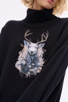 Sweter Damski Lyly Czarny / Jeleń