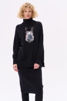Sweter Damski Lyly Czarny / Jeleń