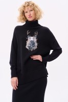 Sweter Damski Lyly Czarny / Jeleń