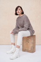 Sweter Damski Ramka BS Czekolada Melanż
