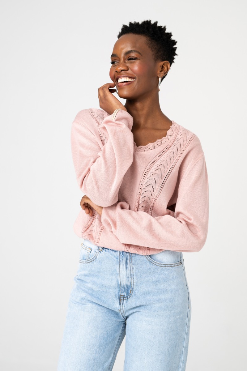 Sweter Damski Poze Powder Pink