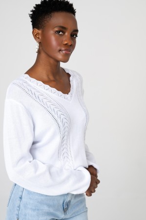 Sweter Damski Poze Ecru