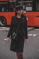 Długi płaszcz damski London wiązany w pasie czarny