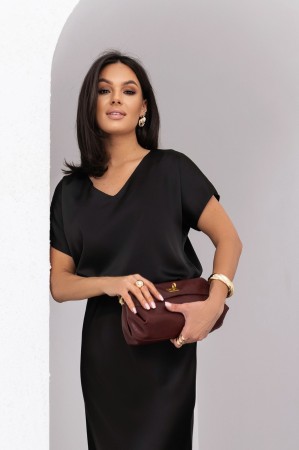 Bluzka damska satynowa basic Anett czarna