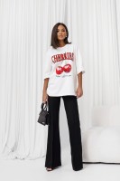T-shirt bawełniany CHERRIES biały