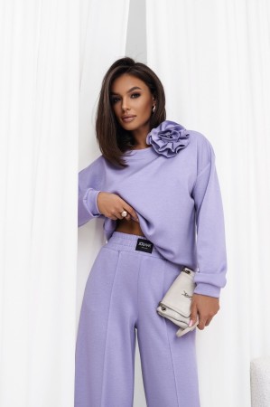 Valentina bluza damska z odpinanym kwiatem lila