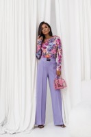 Valentina bluza damska z odpinanym kwiatem lila