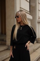 Komplet damski  Ella czarny zestaw z bluzką i spodniami