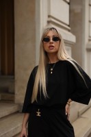 Komplet damski  Ella czarny zestaw z bluzką i spodniami