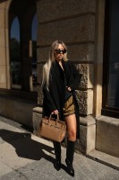 Długi płaszcz damski London II wiązany w pasie czarny