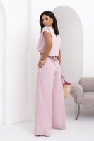 Elegancki dwuczęściowy komplet Olga bluzka + spodnie pudrowy róż