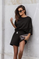 Komplet MYKONOS damski czarny z szortami – oversize