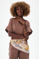 Apaszka YF 6740 Beige Flowers