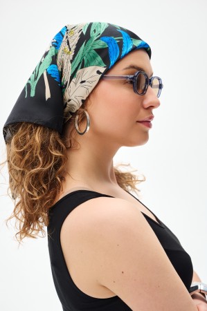Apaszka YF 6740 Black Flowers