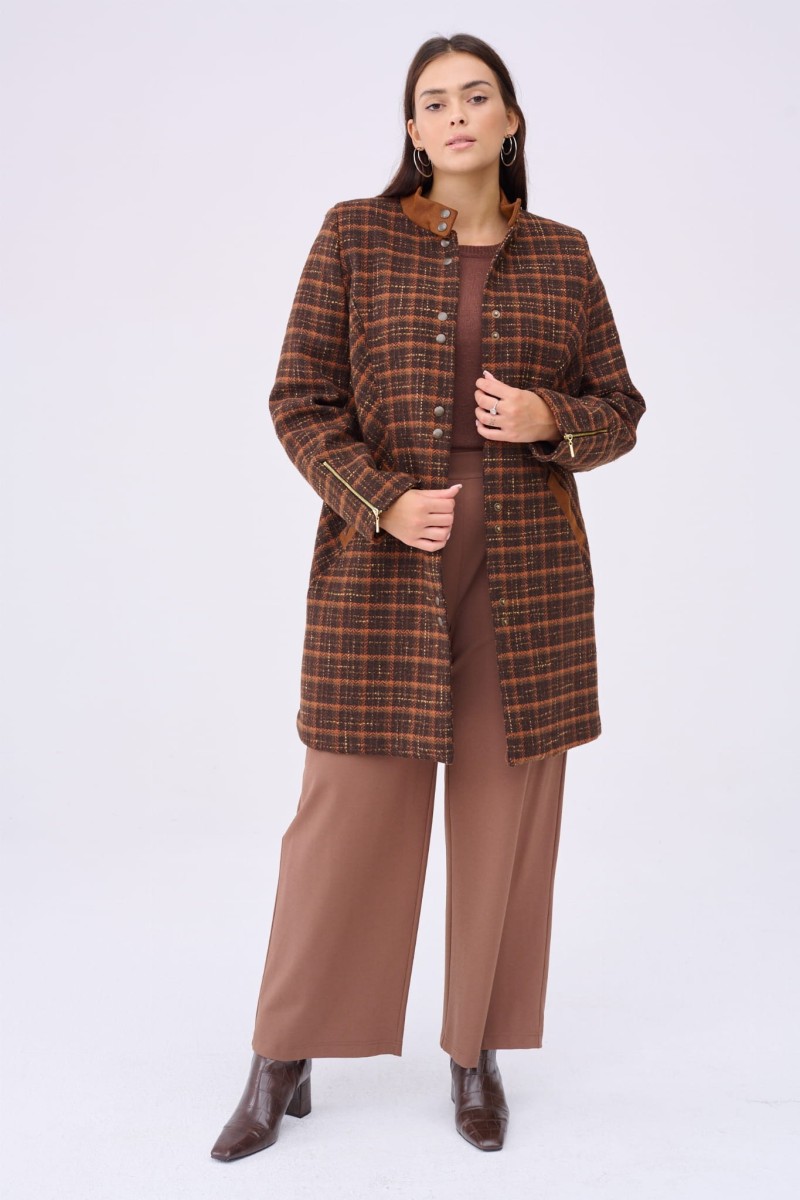 Płaszcz Damski Bordado Plus Size Ruda Krata