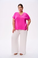 Bluzka Damska Cygaro Plus Size Fuksja
