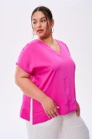 Bluzka Damska Cygaro Plus Size Fuksja