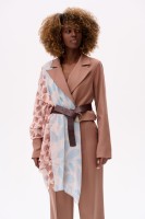 Szal Damski YF 5898 Leaves Beige / Blue