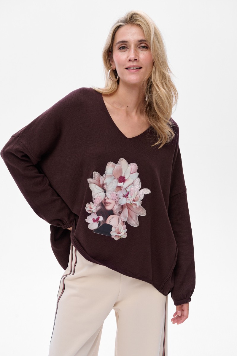 Sweter Damski Poem Chocolate