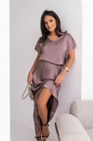 Bluzka damska satynowa basic Anett mokka mus