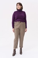 Spodnie Damskie Loan Plus Size Krata Brąz