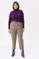 Spodnie Damskie Loan Plus Size Krata Brąz
