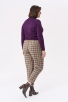 Spodnie Damskie Loan Plus Size Krata Brąz