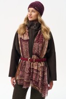 Szal Damski Deseń 4 Ornament Beige/ Wine