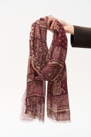 Szal Damski Deseń 4 Ornament Beige/ Wine