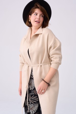 Płaszcz Huggo Plus Size Jasny Beż