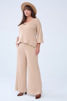 Spodnie Damskie Shirley Plus Size Ciepły Beż
