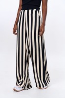 Spodnie Damskie Elwira Stripes Black / Pannacotta