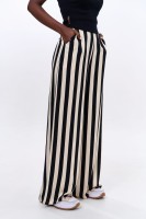 Spodnie Damskie Elwira Stripes Black / Pannacotta