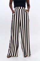 Spodnie Damskie Elwira Stripes Black / Pannacotta