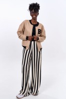 Spodnie Damskie Elwira Stripes Black / Pannacotta