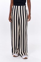 Spodnie Damskie Elwira Stripes Black / Pannacotta